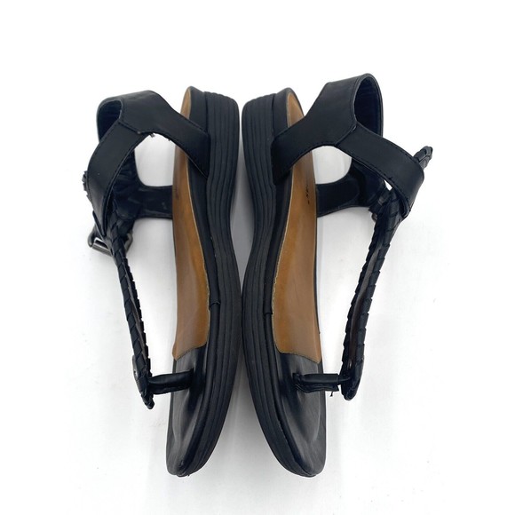 Pierre Dumas Size 9 KORI 3 Faux Black Leather Thong Sandals Ankle Strap EUC - Picture 7 of 8